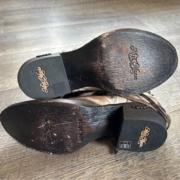 Tan and Brown Western Ankle Boots with Studded Strap - Picture 5 of 6